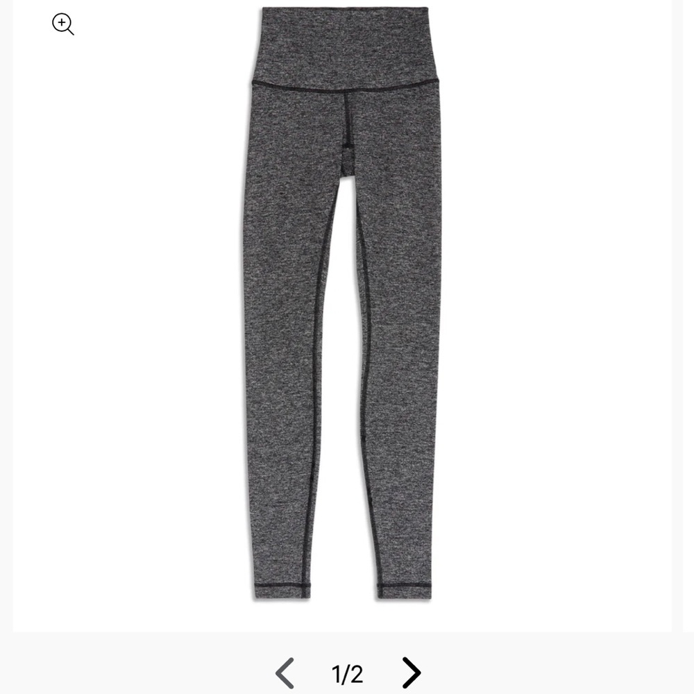Lululemon Women Wunder Under High Rise Tight Leggings Heathered Black Size 6 28”